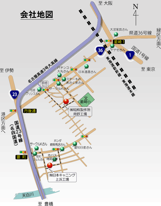 工場までのアクセスマップ
